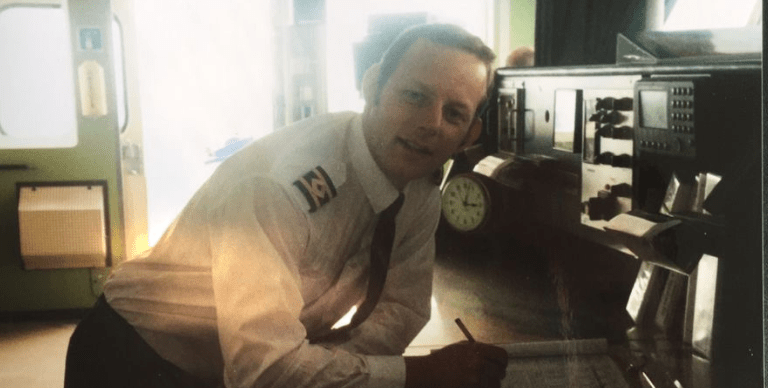 An old picture of Captain Simon on the bridge whilst working for P&O Stena Line